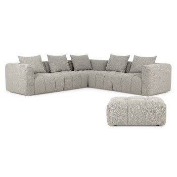 Ikon 5 Seater Corner Modular Sofa With Ottoman, Grey