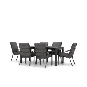 Inca 7 Piece Outdoor Dining Set With Venus Dining Table - W180, Gunmetal
