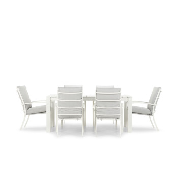 Inca 7 Piece Outdoor Dining Set With Venus Dining Table - W180, White