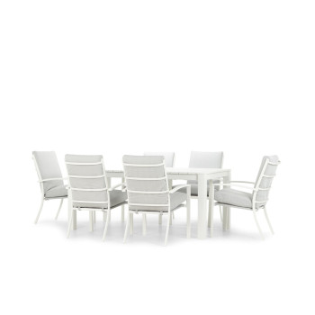 Inca 7 Piece Outdoor Dining Set With Venus Dining Table - W180, White
