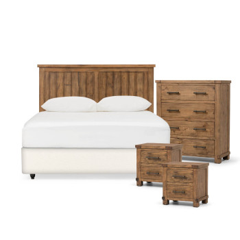 Industrial 4 Piece Bedroom Set with Double/Queen Headboard