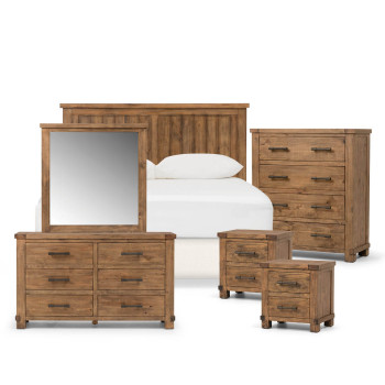 Industrial 6 Piece Bedroom Set with Double/Queen Headboard