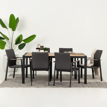 Isola 7 Piece Outdoor Dining Set - W170, Black