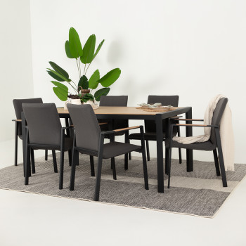 Isola 7 Piece Outdoor Dining Set - W170, Black