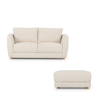 Katrina 2 Seater + Ottoman, Cream