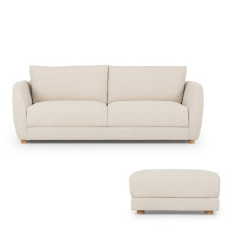 Katrina 3 Seater + Ottoman, Cream