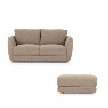 Katrina 2 Seater + Ottoman, Light Brown