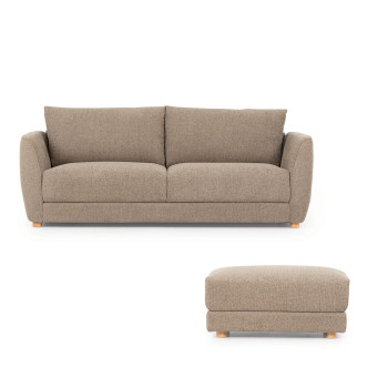 Katrina 3 Seater + Ottoman, Light Brown
