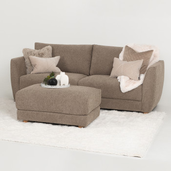 Katrina 3 Seater + Ottoman, Light Brown