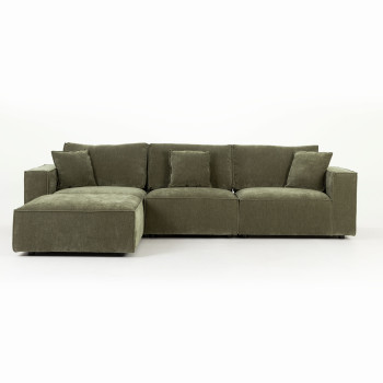 Kinsley 3 Seater Modular Sofa With Ottoman, Green