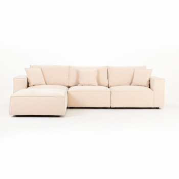Kinsley 3 Seater Modular Sofa with Ottoman, Natural