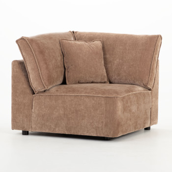 Kinsley 4 Seater Modular Right Hand Facing Corner Sofa with Ottoman, Brown