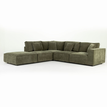 Kinsley 4 Seater Modular Left Hand Facing Corner Sofa with Ottoman, Green