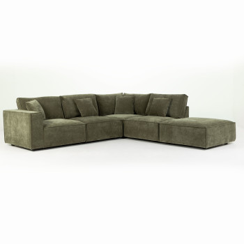 Kinsley 4 Seater Modular Right Hand Facing Corner Sofa with Ottoman, Green