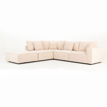 Kinsley 4 Seater Modular Left Hand Facing Corner Sofa with Ottoman, Natural