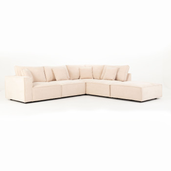 Kinsley 4 Seater Modular Right Hand Facing Corner Sofa with Ottoman, Natural