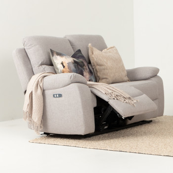 Kyle 3 Seater Electric Recliner + 2 Seater Electric Recliner, Light Grey