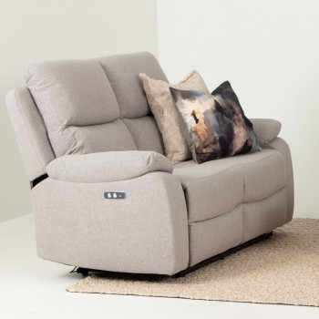 Kyle 3 Seater Electric Recliner + 2 Seater Electric Recliner, Light Grey