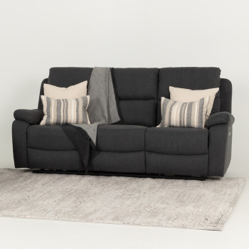 Kyle 3 Seater Electric Recliner + 2 Seater Electric Recliner, Charcoal