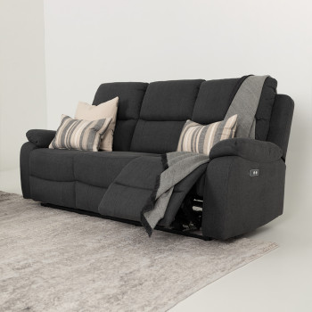 Kyle 3 Seater Electric Recliner + 2 Seater Electric Recliner, Charcoal