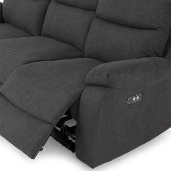 Kyle 3 Seater Electric Recliner + 2 Seater Electric Recliner, Charcoal