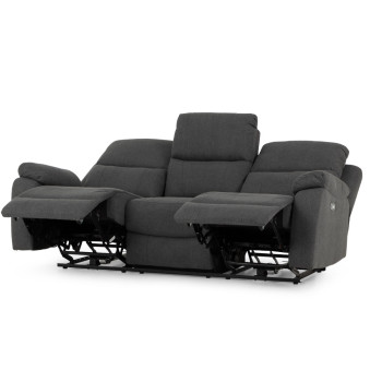 Kyle 3 Seater Electric Recliner + 2 Electric Recliner Chairs, Charcoal