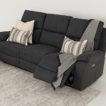 Kyle 3 Seater Electric Recliner + 2 Electric Recliner Chairs, Charcoal