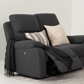 Kyle 2 Seater Electric Recliner + 2 Electric Recliner Chairs, Charcoal