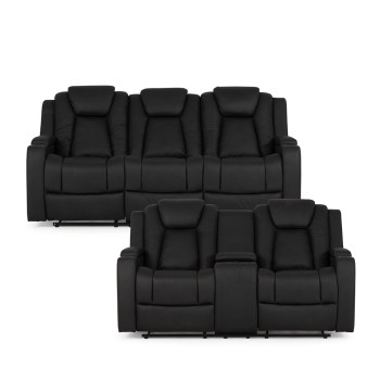 Leon 3 Seater Electric Recliner + 2 Seater Electric Recliner, Charcoal