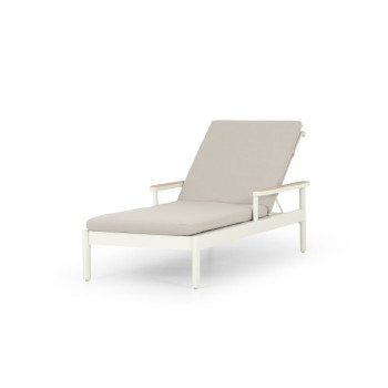 Lucia Outdoor Sunlounger with Side Table, White