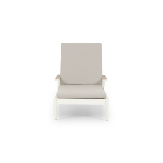 Lucia Outdoor Sunlounger with Side Table, White