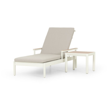 Lucia Outdoor Sunlounger with Side Table, White