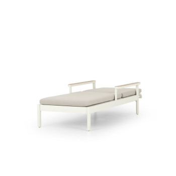 Lucia Outdoor Sunlounger with Side Table, White