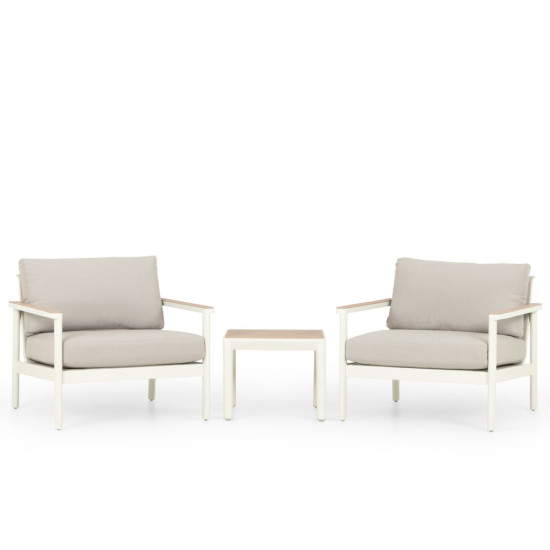 Lucia 3 Piece Outdoor Lounge Set With Side Table, White