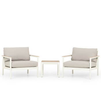 Lucia 3 Piece Outdoor Lounge Set With Side Table, White