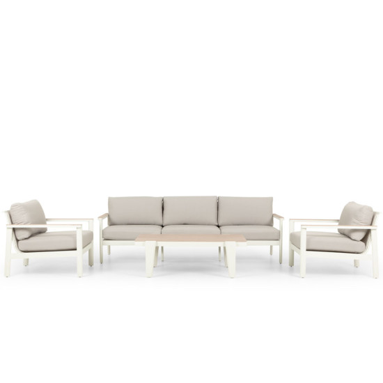 Lucia 4 Piece Outdoor Lounge Set with Coffee Table, White