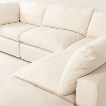 Mallory 4 Seater Modular Corner Sofa with Ottoman, Cream