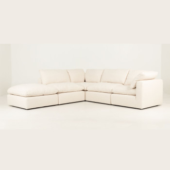 Mallory 4 Seater Modular Corner Sofa with Ottoman, Cream