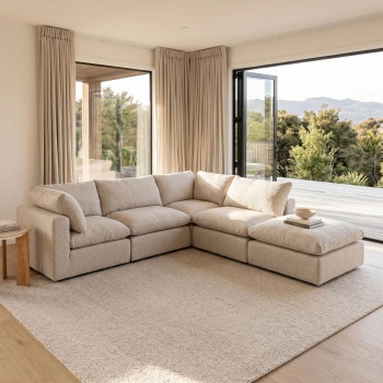 Mallory 4 Seater Modular Corner Sofa with Ottoman, Grey