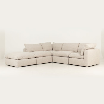 Mallory 4 Seater Modular Corner Sofa with Ottoman, Grey