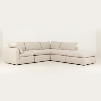 Mallory 4 Seater Modular Corner Sofa with Ottoman, Grey