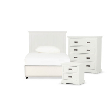 Melve 3 Piece Bedroom Set with Single/King Single Headboard, White