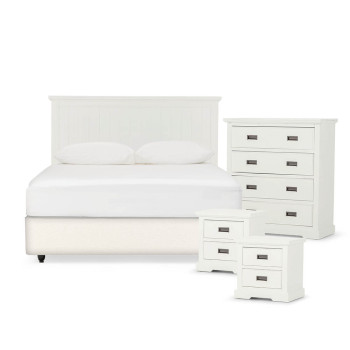 Melve 4 Piece Bedroom Set with Double/Queen Headboard, White