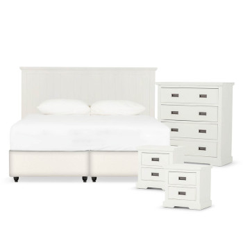 Melve 4 Piece Bedroom Set with King/Super King Headboard, White