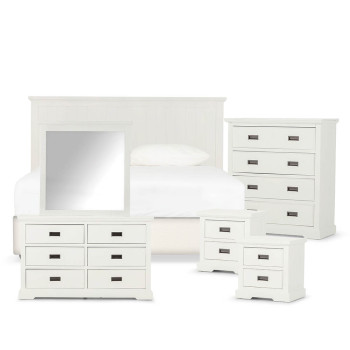 Melve 6 Piece Bedroom Set with King/Super King Headboard, White