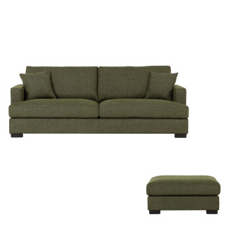 Milana 3 Seater + Ottoman, Green
