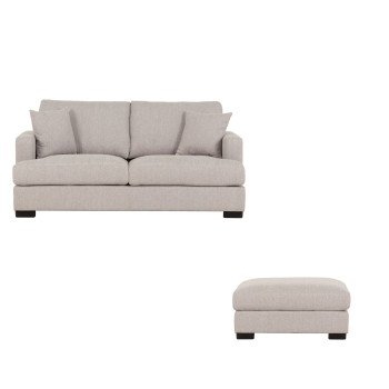 Milana 2 Seater + Ottoman, Light Grey