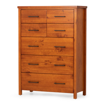 Miller 6 Piece Bedroom Set with 2 Drawers Queen Bed Frame and 7 Drawer Tallboy, Light