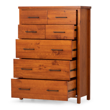 Miller 6 Piece Bedroom Set with 2 Drawers Queen Bed Frame and 7 Drawer Tallboy, Light