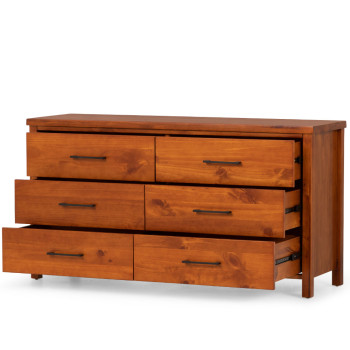 Miller 6 Piece Bedroom Set with 2 Drawers Queen Bed Frame and 7 Drawer Tallboy, Light